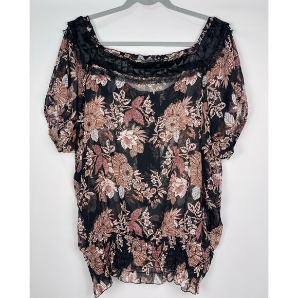 American Rag Sheer Floral Chiffon Blouse 2X - Picture 5 of 7